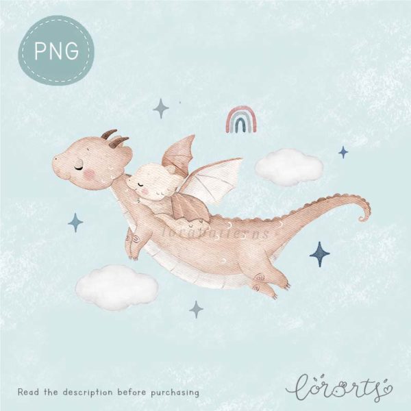 [Clipart PNG] Mommy and Baby Dragon - Image 3
