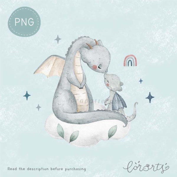[Clipart PNG] Mommy and Baby Dragon