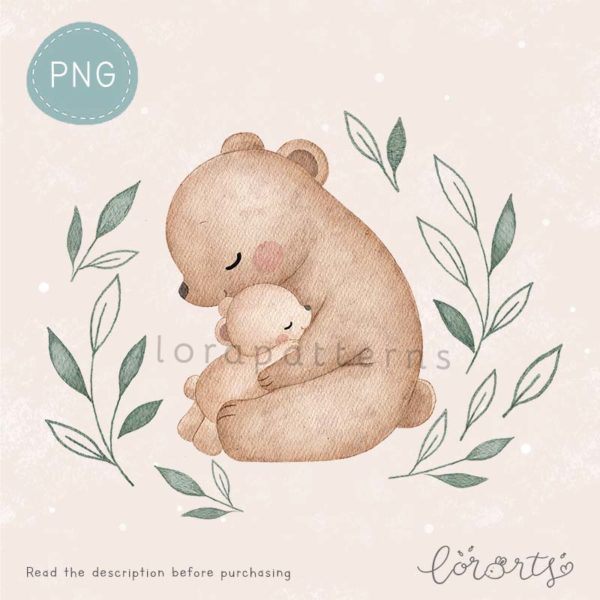[Clipart PNG] Mommy and Baby Bear