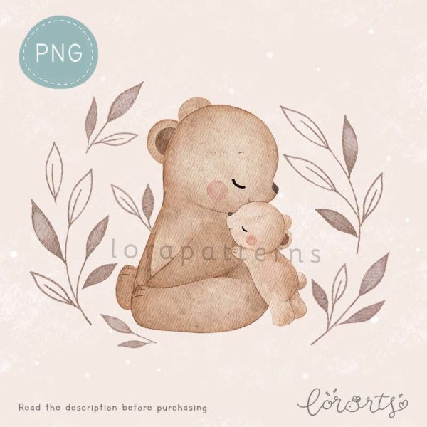 [Clipart PNG] Mommy and Baby Bear - Image 3