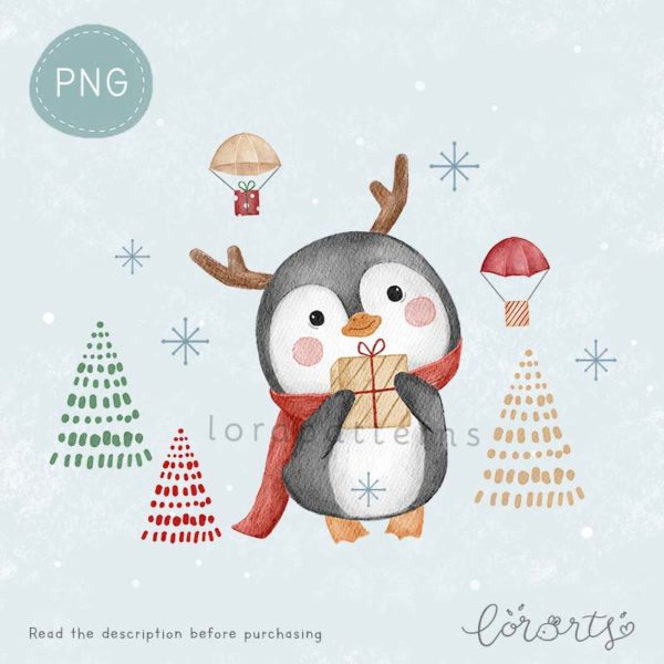 [Clipart PNG] Penguins Christmas Party - Image 4