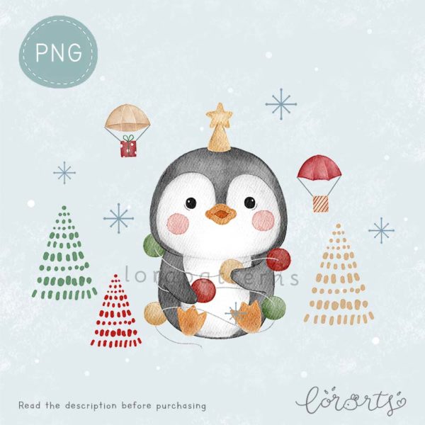 [Clipart PNG] Penguins Christmas Party - Image 2