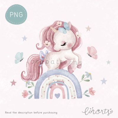 [Clipart PNG] Unicorn and Butterflies