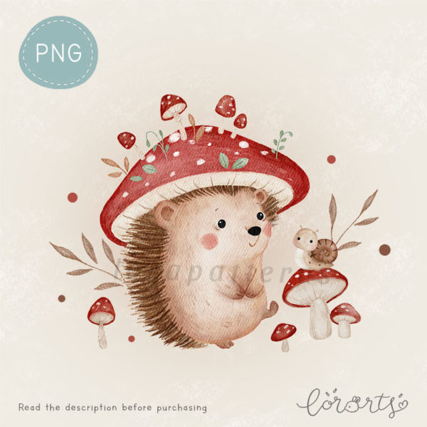 [Clipart PNG] Mushroom Hedgehog - Image 3