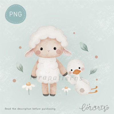 [Clipart PNG] Little Sheep and Goose