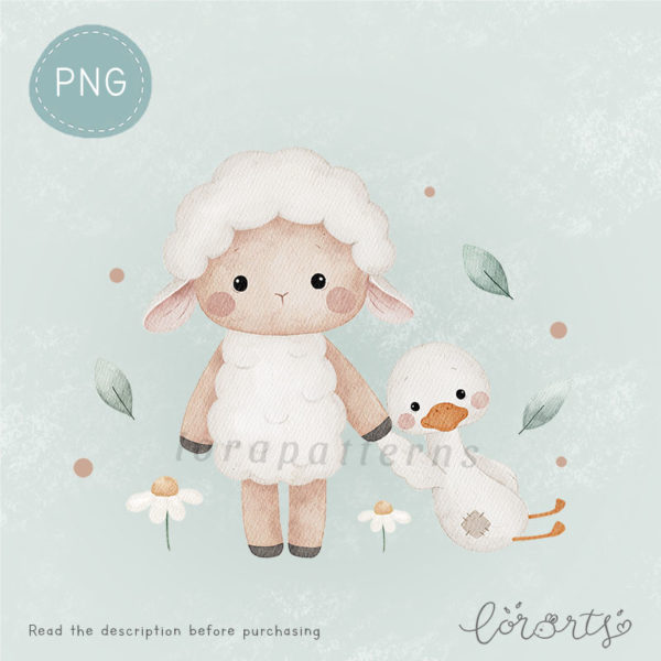 [Clipart PNG] Little Sheep and Goose