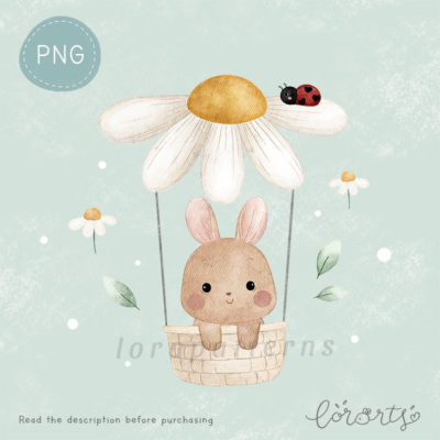 [Clipart PNG] Bunny Flying with Daisy