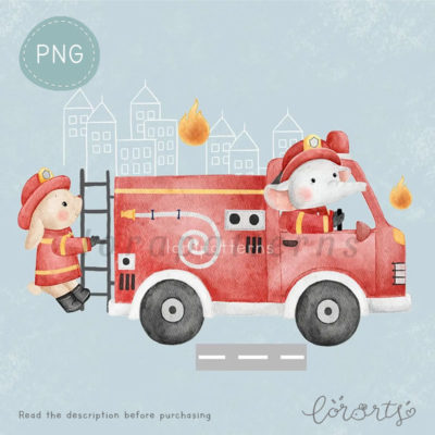 [Clipart PNG] Firetruck Driving