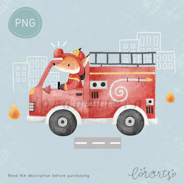 [Clipart PNG] Firetruck Driving - Image 3