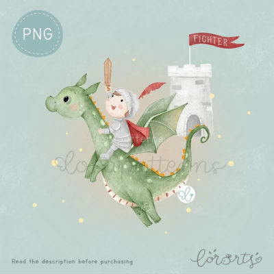 [Clipart PNG] Knight and Dragon