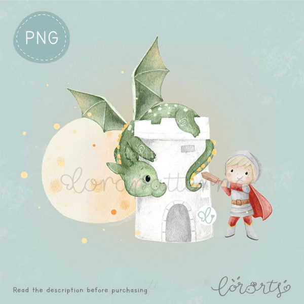 [Clipart PNG] Knight and Dragon - Image 3