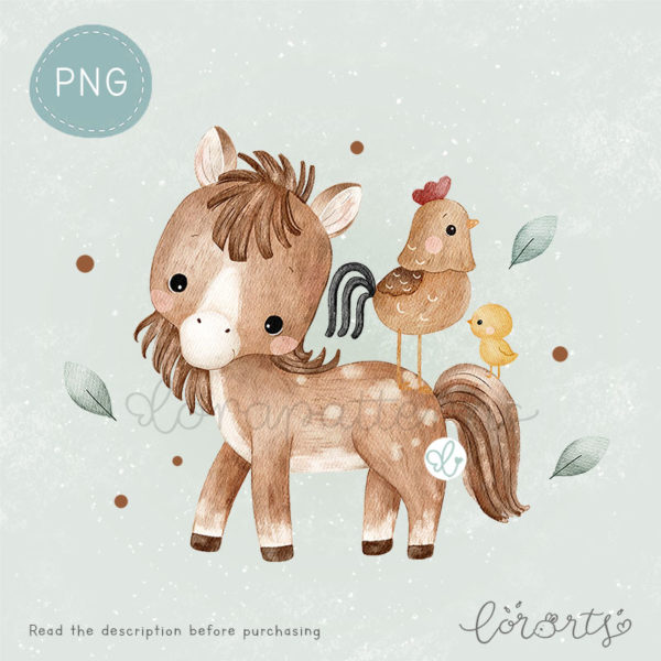 [Clipart PNG] Little Horse and The Farm