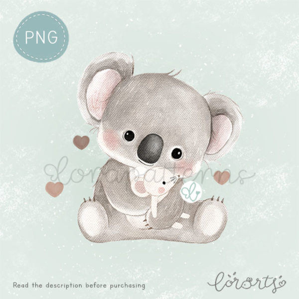 [Clipart PNG] Little Koala and Mouse Doll