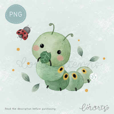 [Clipart PNG] Caterpillar and Ladybug