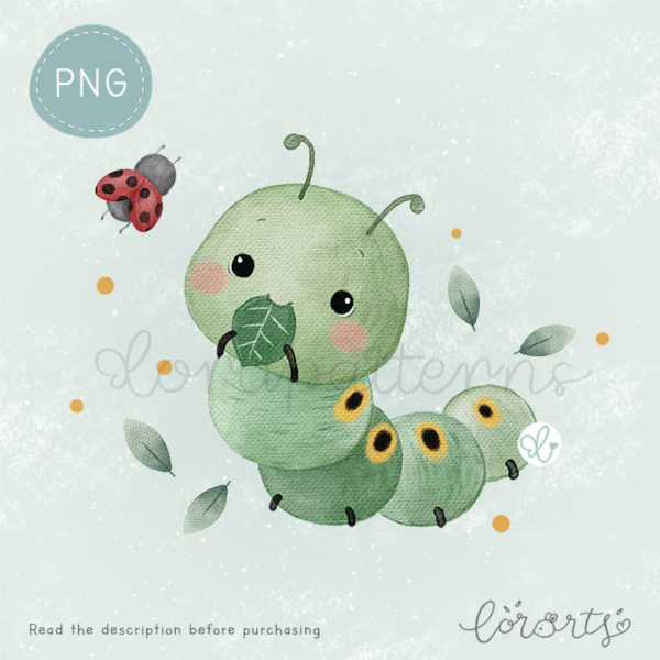 [Clipart PNG] Caterpillar and Ladybug