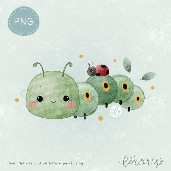 [Clipart PNG] Caterpillar and Ladybug - Image 3