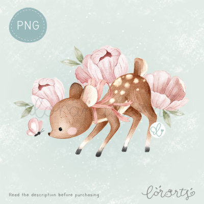 [Clipart PNG] Flower Meadow Deer