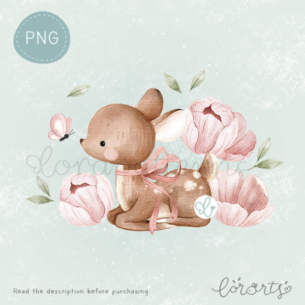 [Clipart PNG] Flower Meadow Deer - Image 3
