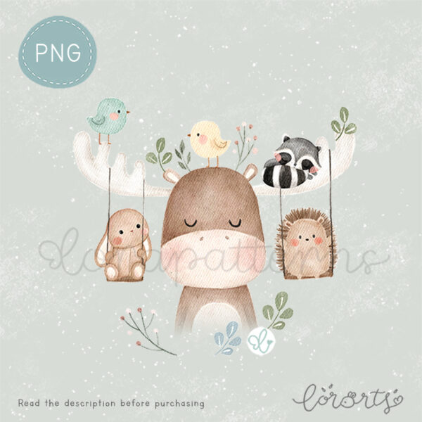 [Clipart PNG] Moose and Little Friends