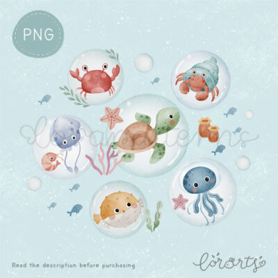[Clipart PNG] Underwater Bubble Party