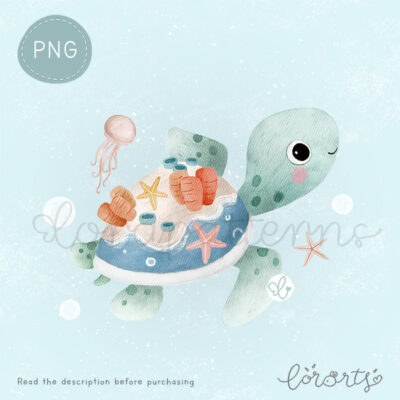 [Clipart PNG] Turtle and The Sea