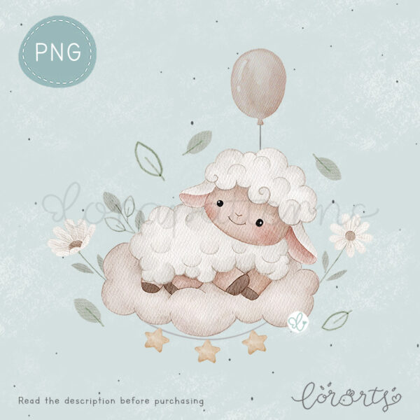 [Clipart PNG] Sheep on Clouds - Image 4