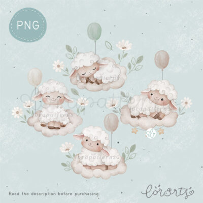 [Clipart PNG] Sheep on Clouds