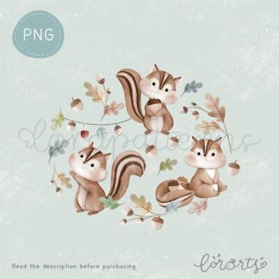 [Clipart PNG] Squirrel in Acorn Season