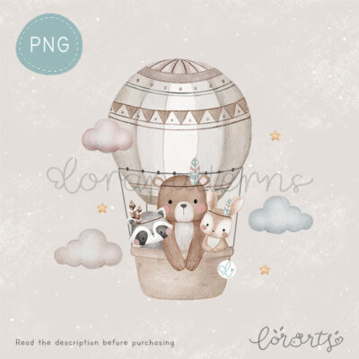 [Clipart PNG] Boho Balloon Adventure