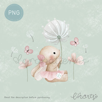 [Clipart PNG] Bunny and Dandelion
