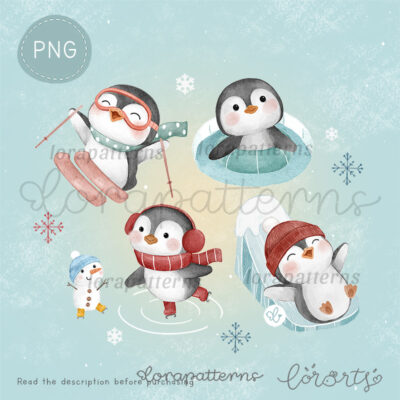[Clipart PNG] Penguin's Winter Playground