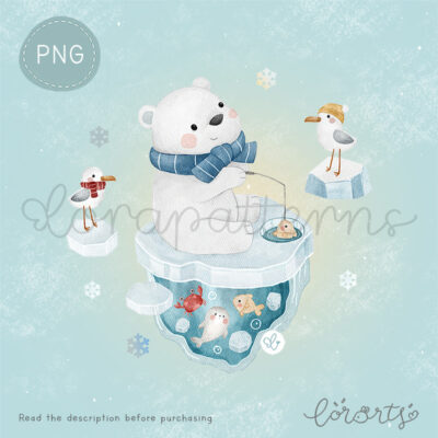 [Clipart PNG] Polar Bear's Fishing Day