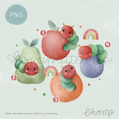 [Clipart PNG] Caterpillar in Fruit Season