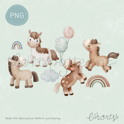 [Clipart PNG] Playful Horses