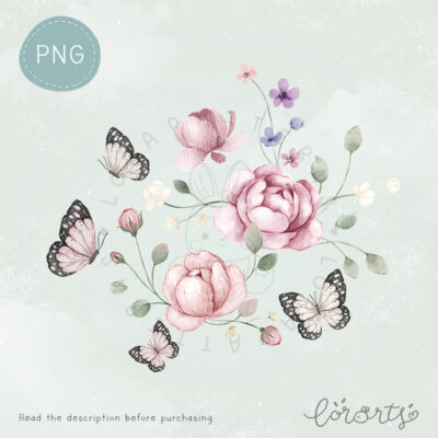 [Clipart PNG] Butterfly Rose
