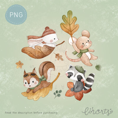 [Clipart PNG] Flying With Autumn Leaves