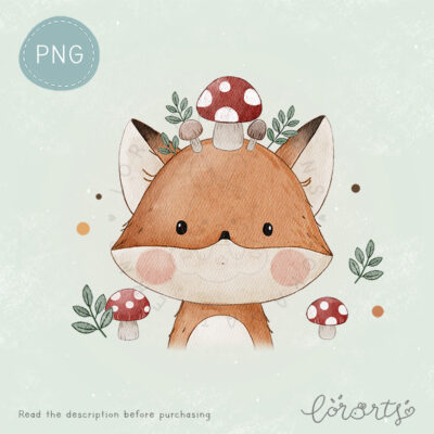 [Clipart PNG] Fox and Mushroom