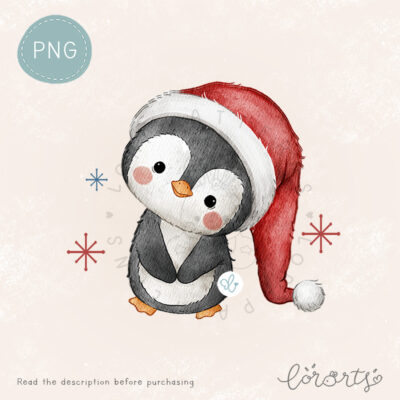 [Clipart PNG] Penguin Santa