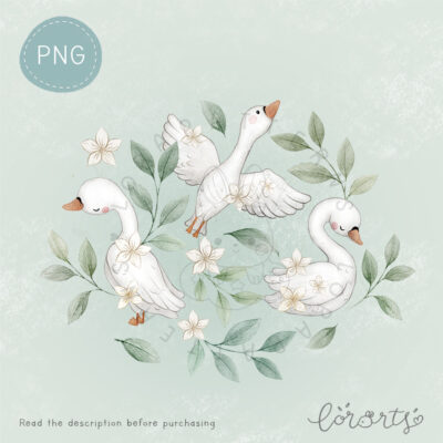 [Clipart PNG] Floral Goose