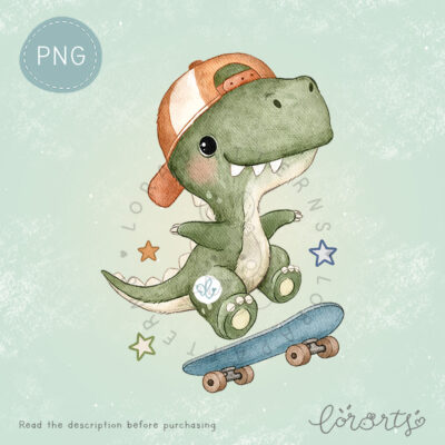 [Clipart PNG] Skateboard Dino