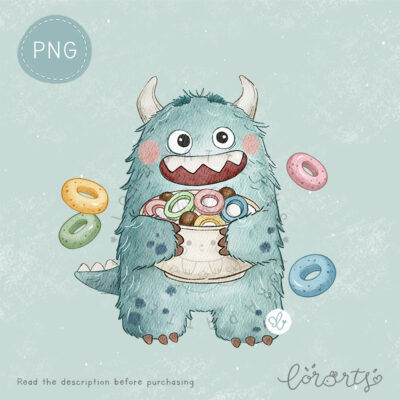 [Clipart PNG] Monster and Cookie