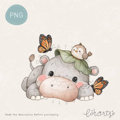 [Clipart PNG] Hippo and Lil' Pals