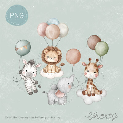 [Clipart PNG] Safari Balloon Party