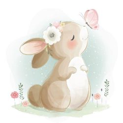 Little Bunny with A Butterfly